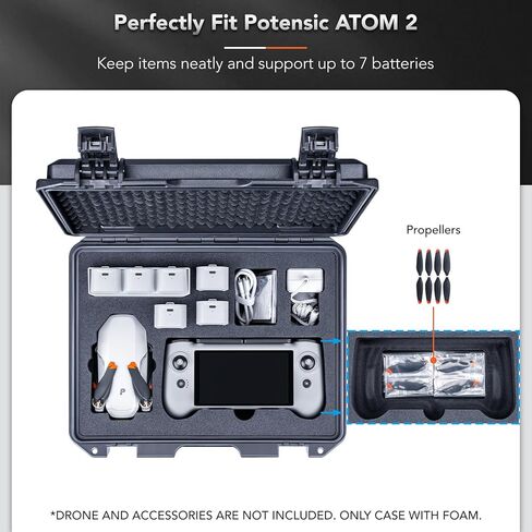 Lykus Titan AM110 حافظة صلبة مقاومة للماء لجهاز Potensic Atom 2 وPTD 1 RC، تدعم ما يصل إلى 7 بطاريات [الجراب فقط] in Kuwait