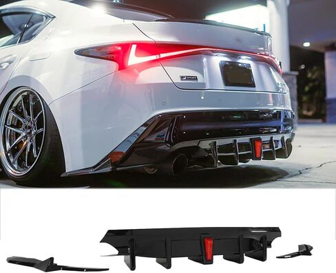 ناشر خلفي إضافي + فاصل خلفي لسيارة Lexus is IS300 IS350 Base F-Sport 2021-2025 مصد خلفي للشفاه ملحقات فاصل الذقن بلاستيك ABS (أسود لامع) in Kuwait