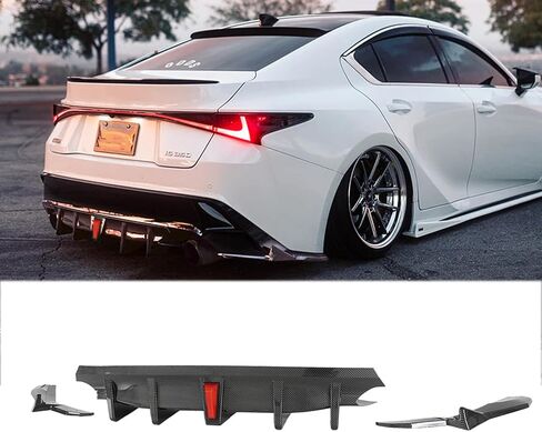 ناشر خلفي إضافي + فاصل خلفي لسيارة Lexus is IS300 IS350 Base F-Sport 2021-2025 مصد خلفي للشفاه ملحقات فاصل الذقن بلاستيك ABS (أسود لامع) in Kuwait