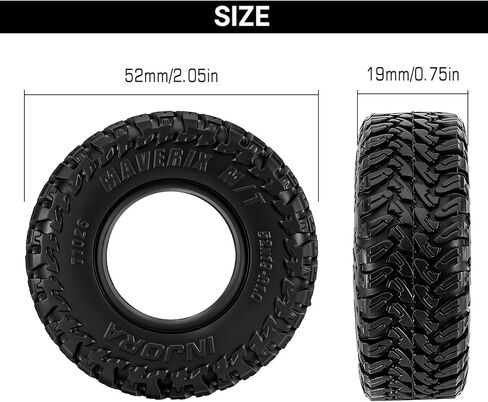 إطارات INJORA 1.0 بوصة MAVERIX M/T 52 * 19 مم لترقية زواحف RC 1/18 1/24 (T1026) in Kuwait