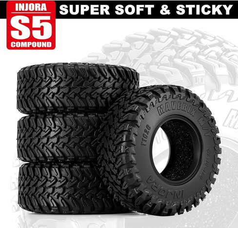 إطارات INJORA 1.0 بوصة MAVERIX M/T 52 * 19 مم لترقية زواحف RC 1/18 1/24 (T1026) in Kuwait