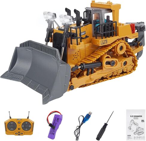 بلدوزر BC1045 1/24RC، جرافة RC من سبيكة 2.4G 11CH مع أضواء ومؤثرات صوتية، هدية التحكم عن بعد للمركبات الهندسية in Kuwait