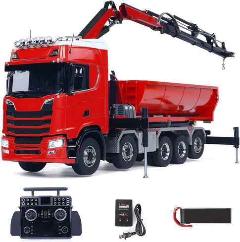 1/14 RC Roll On Off Tipper 770S يتم التحكم فيه عن طريق الراديو 10x10 رافعة هيدروليكية قلابة شاحنة قلابة على جانب العجلة وقفل تفاضلي نموذج درجة الهوايات للأعمار من 14 عامًا فما فوق in Saudi Arabia