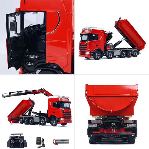 1/14 RC Roll On Off Tipper 770S يتم التحكم فيه عن طريق الراديو 10x10 رافعة هيدروليكية قلابة شاحنة قلابة على جانب العجلة وقفل تفاضلي نموذج درجة الهوايات للأعمار من 14 عامًا فما فوق in Saudi Arabia