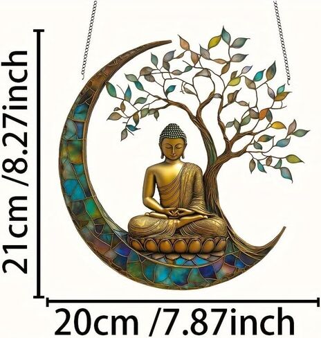 1PC Charming Buddha Sun Catcher in 2D Featuring A Stained Acrylic Style This Serves As A Decorative Piece for Windows Perfect in Saudi Arabia