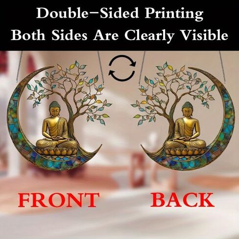 1PC Charming Buddha Sun Catcher in 2D Featuring A Stained Acrylic Style This Serves As A Decorative Piece for Windows Perfect in Saudi Arabia