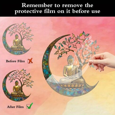 1PC Charming Buddha Sun Catcher in 2D Featuring A Stained Acrylic Style This Serves As A Decorative Piece for Windows Perfect in Saudi Arabia