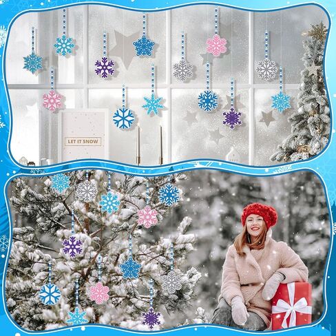36 Sets Winter Snowflake Suncatcher Crafts Kits Christmas Snowflake Sun catcher Ornaments Decorations for Kids Classroom DIY Craft Window Paint Art Hanging Snow Suncatchers for Xmas Party Favor Home in Saudi Arabia
