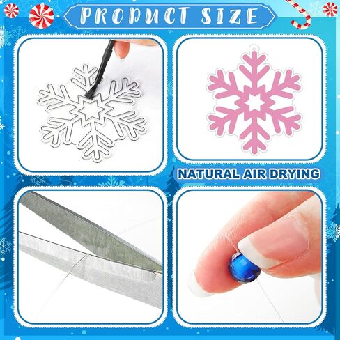 36 Sets Winter Snowflake Suncatcher Crafts Kits Christmas Snowflake Sun catcher Ornaments Decorations for Kids Classroom DIY Craft Window Paint Art Hanging Snow Suncatchers for Xmas Party Favor Home in Saudi Arabia