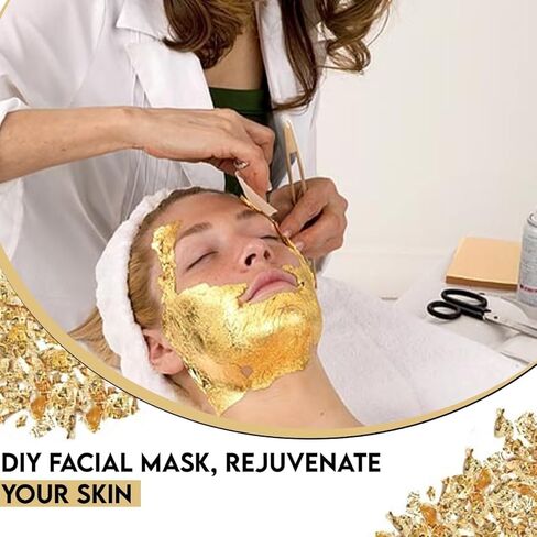 Edible Gold Leaf Sheets, 1.7 x 1.7 in, Pack of 10 Edible Gold Leaf Sheets for Cakes, Desserts, Candies, Art and Craft, Face Masks and Nail Art in Saudi Arabia