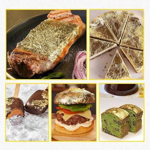 Edible Gold Leaf Sheets, 1.7 x 1.7 in, Pack of 10 Edible Gold Leaf Sheets for Cakes, Desserts, Candies, Art and Craft, Face Masks and Nail Art in Saudi Arabia