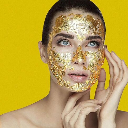 Edible Gold Leaf Sheets, 1.7 x 1.7 in, Pack of 10 Edible Gold Leaf Sheets for Cakes, Desserts, Candies, Art and Craft, Face Masks and Nail Art in Saudi Arabia