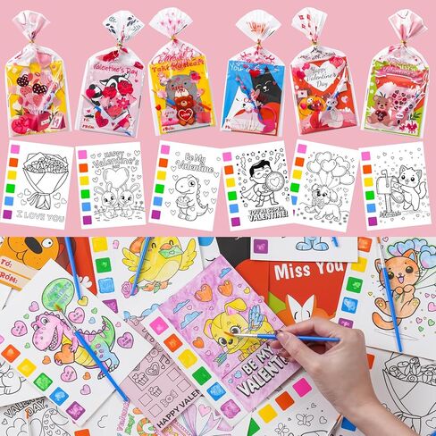 Rotu Valentines Cards for Kids Classroom - Valentines Day Gifts for Kids Valentines Day Cards for Kid School Valentine Day Classroom Favors Valentine Class Gifts Paint Set (240 PCS) in Saudi Arabia