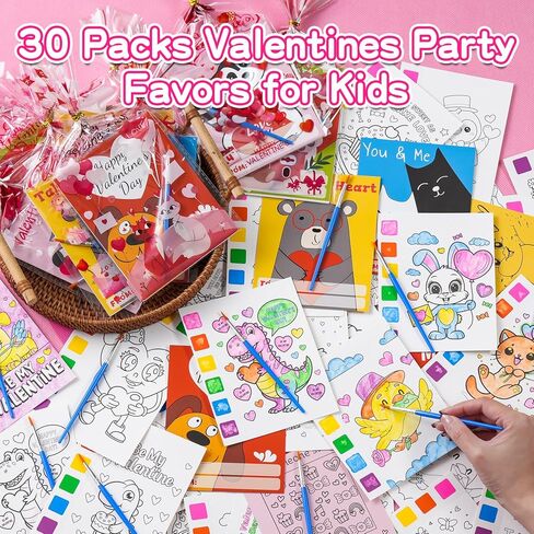 Rotu Valentines Cards for Kids Classroom - Valentines Day Gifts for Kids Valentines Day Cards for Kid School Valentine Day Classroom Favors Valentine Class Gifts Paint Set (240 PCS) in Saudi Arabia