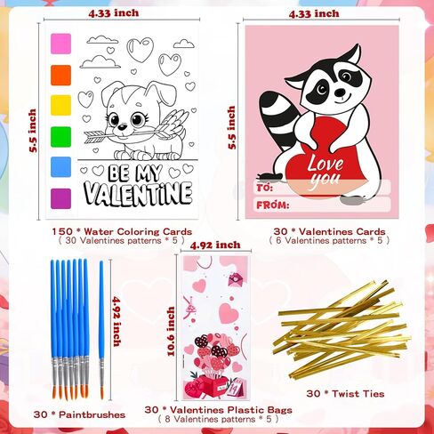 Rotu Valentines Cards for Kids Classroom - Valentines Day Gifts for Kids Valentines Day Cards for Kid School Valentine Day Classroom Favors Valentine Class Gifts Paint Set (240 PCS) in Saudi Arabia
