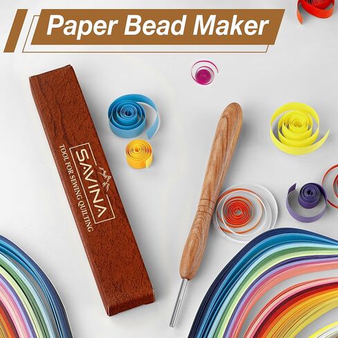 Savina Wooden Paper Bead Roller with Slotted Metal Tip - Handcrafted Hardwood Quilling Tool with Ergonomic Handle for DIY Paper Jewelry & Bead Making Crafts (1) in Saudi Arabia