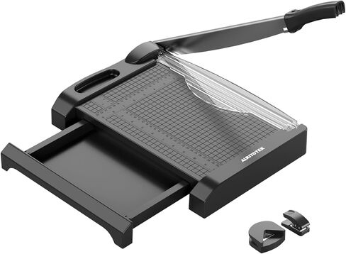 ماكينة تشذيب الورق 3 في 1، ماكينة تشذيب الورق شديدة التحمل 12 بوصة للمكاتب والحرف اليدوية، سعة القطع 10-12 ورقة (أسود) in Kuwait