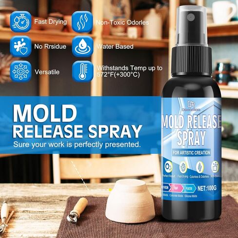 Mold Release Spray, 7oz Silicone Mold Release Spray, Water Based Fast Drying Odorles Non-Stick Suitable for Demolding Candles, Plaster, Soap and Epoxy Resin from Plastic, Plaster, Metal Various Molds in Saudi Arabia