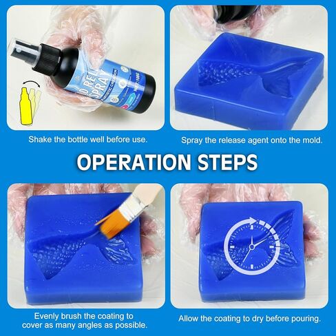 Mold Release Spray, 7oz Silicone Mold Release Spray, Water Based Fast Drying Odorles Non-Stick Suitable for Demolding Candles, Plaster, Soap and Epoxy Resin from Plastic, Plaster, Metal Various Molds in Saudi Arabia