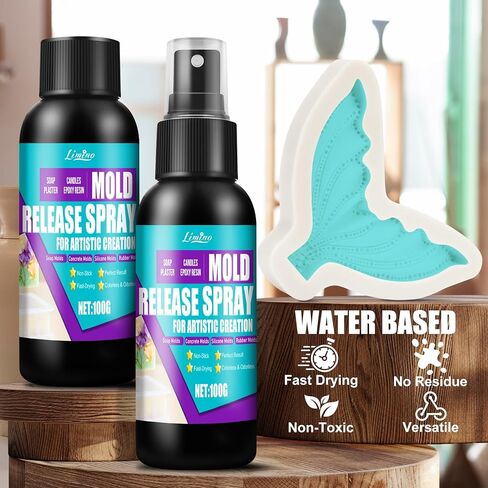 Silicone Mold Release Spray - Professional Mold Release Agent for Epoxy Resin and Candle Making, Fast Drying, Non-Stick, Easy to Demold, Epoxy Release Spray Suitable for Various Molds in Saudi Arabia