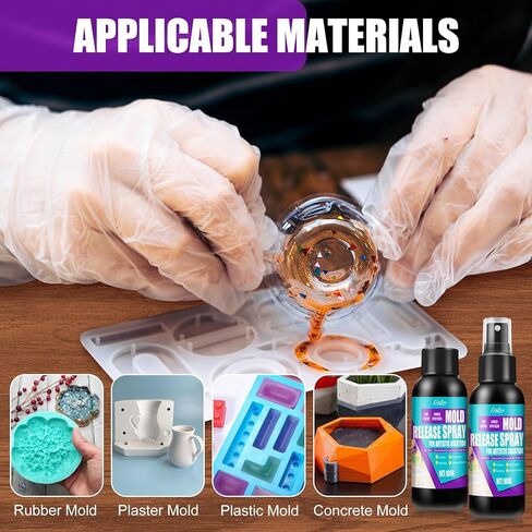 Silicone Mold Release Spray - Professional Mold Release Agent for Epoxy Resin and Candle Making, Fast Drying, Non-Stick, Easy to Demold, Epoxy Release Spray Suitable for Various Molds in Saudi Arabia