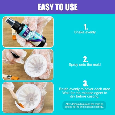 Silicone Mold Release Spray - Professional Mold Release Agent for Epoxy Resin and Candle Making, Fast Drying, Non-Stick, Easy to Demold, Epoxy Release Spray Suitable for Various Molds in Saudi Arabia
