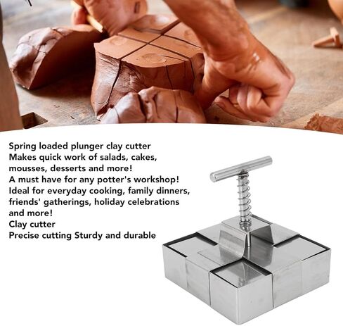 Metal Clay Cutter, Stainless Steel Clay Cutter, Spring Loaded Piston, Cutting, Handmade, Cake Cutter Shape for Salads, Desserts (L) in Saudi Arabia