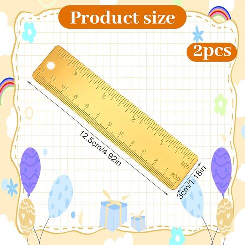 cobee 2 قطعة 12.5 سم مسطرة نحاسية مستقيمة، مسطرة إشارة مرجعية لآلة معدنية، مساطر معدنية مستقيمة للنجارين، طلاب المجاري، تصميم حديث، هيكل من النحاس الصلب in Kuwait