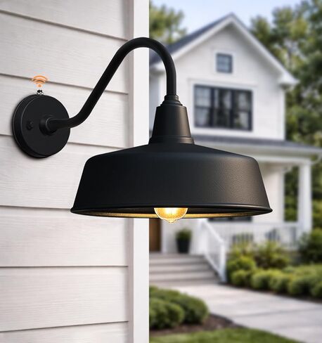 أضواء الحظيرة في الهواء الطلق مقاس 15 بوصة كبيرة كلاسيكية معقوفة، أضواء حظيرة مثبتة على الحائط في المزرعة من الغسق إلى الفجر، ضوء حظيرة معقوفة منزلي في الهواء الطلق للشرفة والمنزل والمرآب. in Kuwait