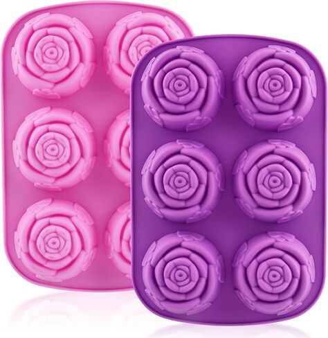 3 Pack Silicone Soap Molds, 6 Cavities Rectangle Silicone Mold, Great for Homemade Craft Soap Mold, Chocolate, Cake Molds ＆ Ice Cube Tray - Just Pop Out（Pink & Blue & Purple） in Kuwait