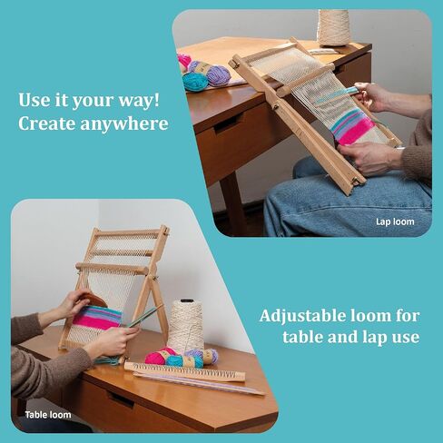 Lily & Oak Weaving Loom for Adults & Kids - Weaving Loom Kit | Beginner-Friendly Table Loom & Lap Loom with Yarn, Tools & Instructions | Wooden Loom for Multicraft Projects (15.8 x 11.8 inches) in Saudi Arabia
