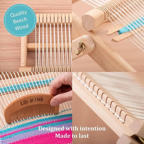 Lily & Oak Weaving Loom for Adults & Kids - Weaving Loom Kit | Beginner-Friendly Table Loom & Lap Loom with Yarn, Tools & Instructions | Wooden Loom for Multicraft Projects (15.8 x 11.8 inches) in Saudi Arabia