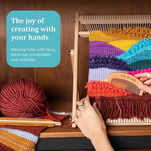 Lily & Oak Weaving Loom for Adults & Kids - Weaving Loom Kit | Beginner-Friendly Table Loom & Lap Loom with Yarn, Tools & Instructions | Wooden Loom for Multicraft Projects (15.8 x 11.8 inches) in Saudi Arabia