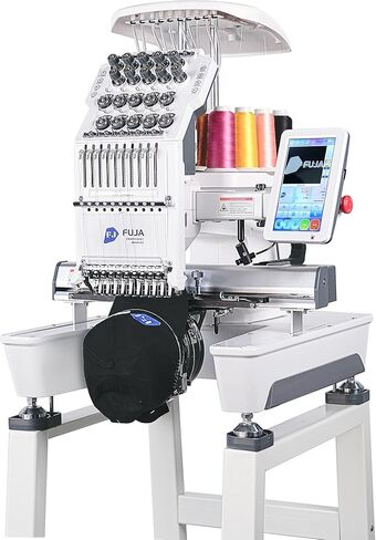 آلة تطريز FUJA مع 10 إبر، 1200 SPM السرعة القصوى 7 بوصة تعمل باللمس، منطقة التطريز 9.5 بوصة × 14.2 بوصة آلة التطريز التجارية للمبتدئين مناسبة للقبعة، المسطحة، القميص والمزيد in Kuwait