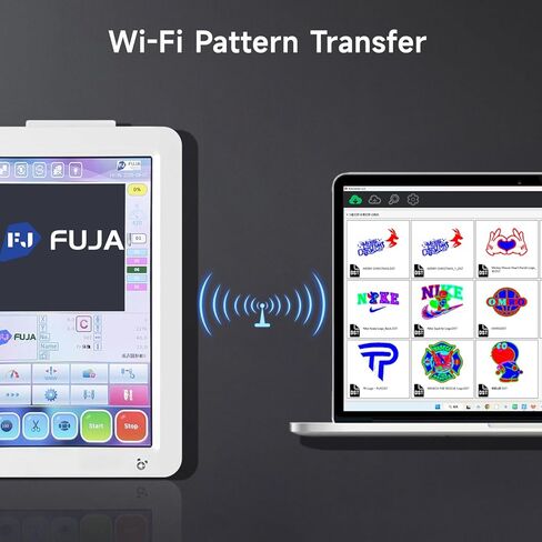 آلة تطريز FUJA مع 10 إبر، 1200 SPM السرعة القصوى 7 بوصة تعمل باللمس، منطقة التطريز 9.5 بوصة × 14.2 بوصة آلة التطريز التجارية للمبتدئين مناسبة للقبعة، المسطحة، القميص والمزيد in Kuwait
