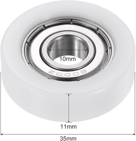 uxcell 2pcs 10x35x11mm Roller Idler Bearing Pulley Sliding Conveyor Wheel White in Saudi Arabia