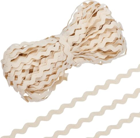 FREEBLOSS 55 Yards Rick Rack Wave Bending Fringe Trim 5mm Wide Decorative Rick Rack Sewing Cotton Trim for Crafts Quilting RIC Rac Trim Ribbon Wave Bending Fringe Trim Beige in Saudi Arabia