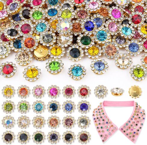 150 PCS 12 MM Sew on Rhinestones for Bedazzling,25 Mixed Colors Crystal Glass Flatback Rhinestones for Crafting，Big Gems with Metal Base, Large Rhinestone for Clothes Thanksgiving Gift Christmas Decor in Kuwait