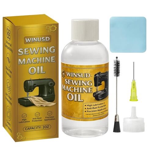 Sewing Machine Oil 2oz, Sewing Machine Accessories Lubricant Kit for Moving Parts of Manual or Electric Sewing Machines with Needle Tip, Double Head Brush and Towel, Clear Light Machine Oil in Kuwait