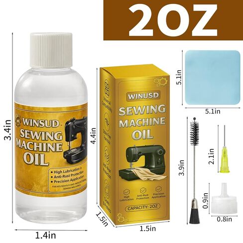 Sewing Machine Oil 2oz, Sewing Machine Accessories Lubricant Kit for Moving Parts of Manual or Electric Sewing Machines with Needle Tip, Double Head Brush and Towel, Clear Light Machine Oil in Kuwait