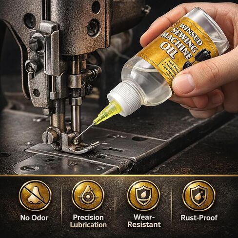 Sewing Machine Oil 2oz, Sewing Machine Accessories Lubricant Kit for Moving Parts of Manual or Electric Sewing Machines with Needle Tip, Double Head Brush and Towel, Clear Light Machine Oil in Kuwait