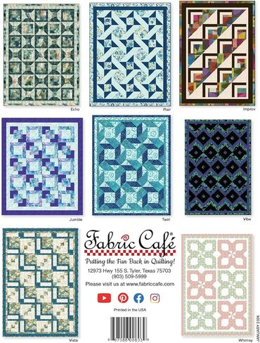 Fabric Café Make It Scrappy with 3-Yard Quilts Book – 8 Scrap-Friendly Quilt Patterns – Uses Three 1-Yard Fabric Cuts – Beginner-Friendly Quilting Guide in Kuwait