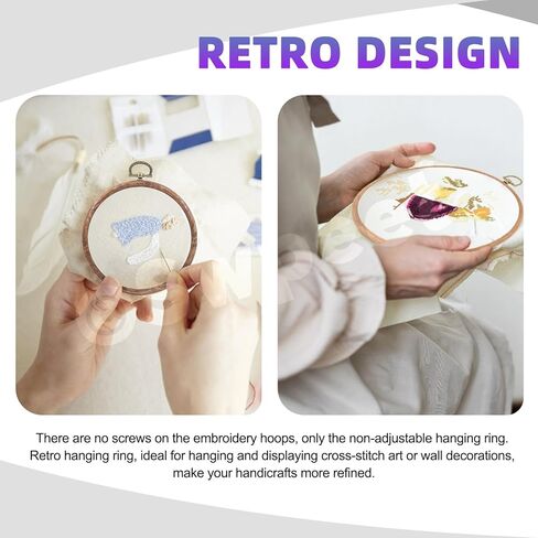 Swpeet 4Pcs 4 Sizes Circle Oval Rectangular Octagonal Embroidery Hoops Kit, Imitated Wood Plastic Display Frame, Cross Stitch Hoop Ring for Art Craft Sewing and Hanging Ornaments Home Decor in Saudi Arabia