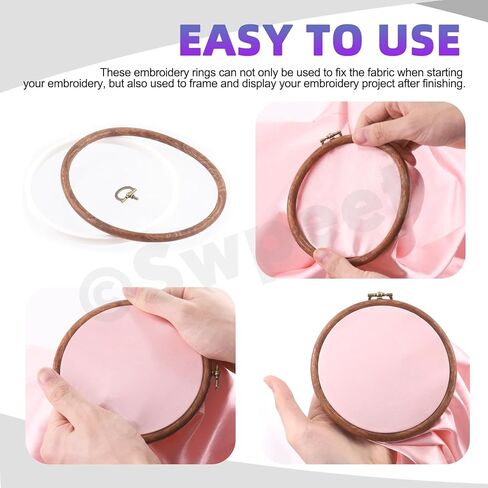 Swpeet 4Pcs 4 Sizes Circle Oval Rectangular Octagonal Embroidery Hoops Kit, Imitated Wood Plastic Display Frame, Cross Stitch Hoop Ring for Art Craft Sewing and Hanging Ornaments Home Decor in Saudi Arabia