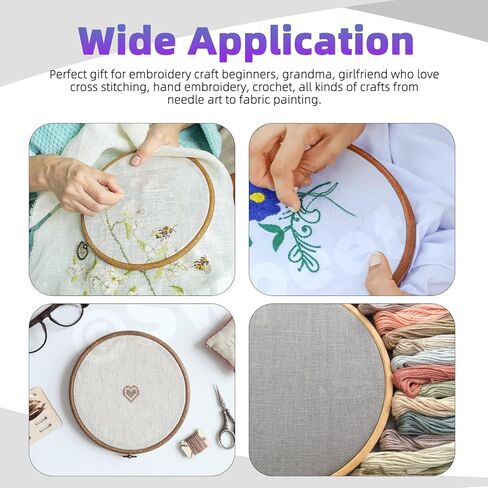 Swpeet 4Pcs 4 Sizes Circle Oval Rectangular Octagonal Embroidery Hoops Kit, Imitated Wood Plastic Display Frame, Cross Stitch Hoop Ring for Art Craft Sewing and Hanging Ornaments Home Decor in Saudi Arabia