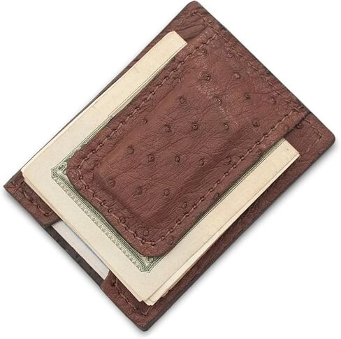 محفظة بمشبك نقود مغناطيسي من جلد النعام الأصلي مصنوعة يدويًا in Kuwait