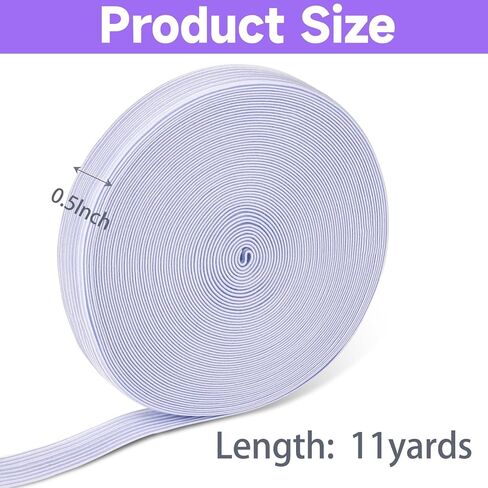 شريط مطاطي أورلانث للخياطة، 1/2 بوصة 11 ياردة، أربطة مرنة بيضاء عالية، حبل مرن للخياطة، والسراويل، والحرف اليدوية، وأحزمة الخصر in Kuwait