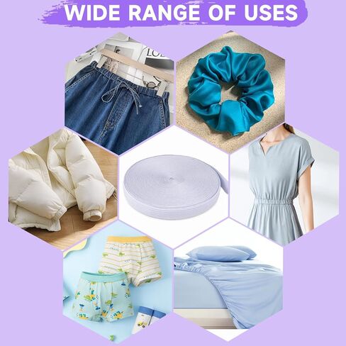 شريط مطاطي أورلانث للخياطة، 1/2 بوصة 11 ياردة، أربطة مرنة بيضاء عالية، حبل مرن للخياطة، والسراويل، والحرف اليدوية، وأحزمة الخصر in Kuwait