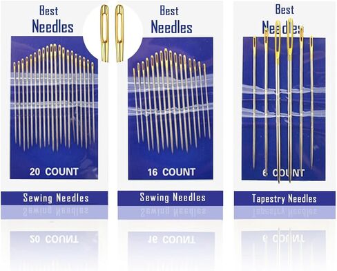 51 حزمة من إبر الخياطة اليدوية، 13 حجم كبير من إبر تطريز العين للخياطة، إصلاح جلد الدنيم، إبر غزل نسيج حادة لحرف نسج الكروشيه in Kuwait