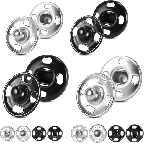 140 Sets Sew on Snaps for Clothing, Metal Snaps Fasteners Press Studs, Snap Buttons for Clothes Fabric Bag Bib Sweater Cardigan DIY Sewing Craft (8mm 10mm 12mm) in Kuwait